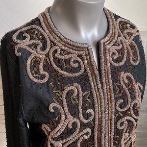 Vintage Ashley of London Silk Beaded Cropped Jacket